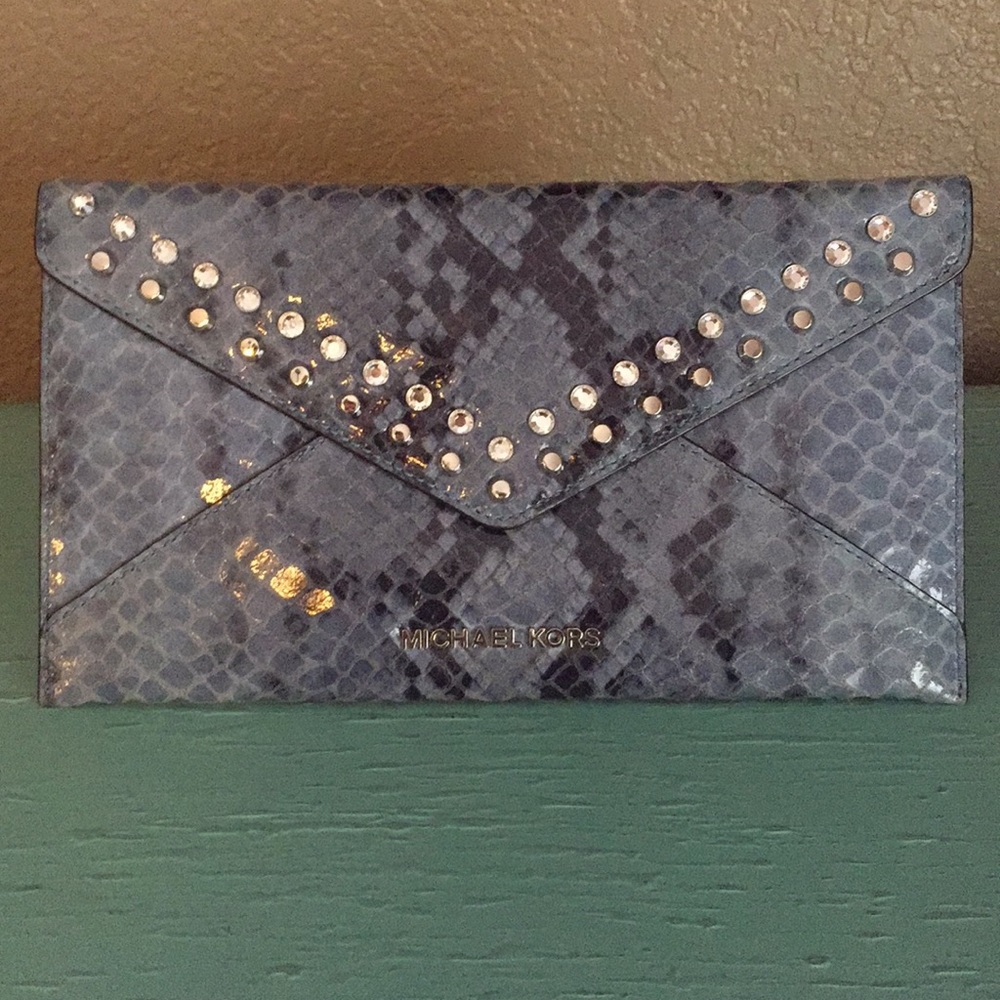 Michael Kors Blue Python Clutch